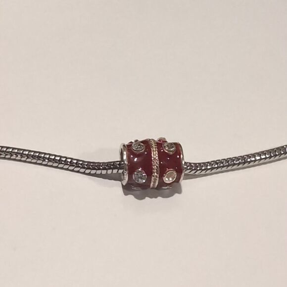 Silver Red Enamel Rhinestones Luggage Charm for‎ Pandora Style Bracelet - Picture 4 of 6
